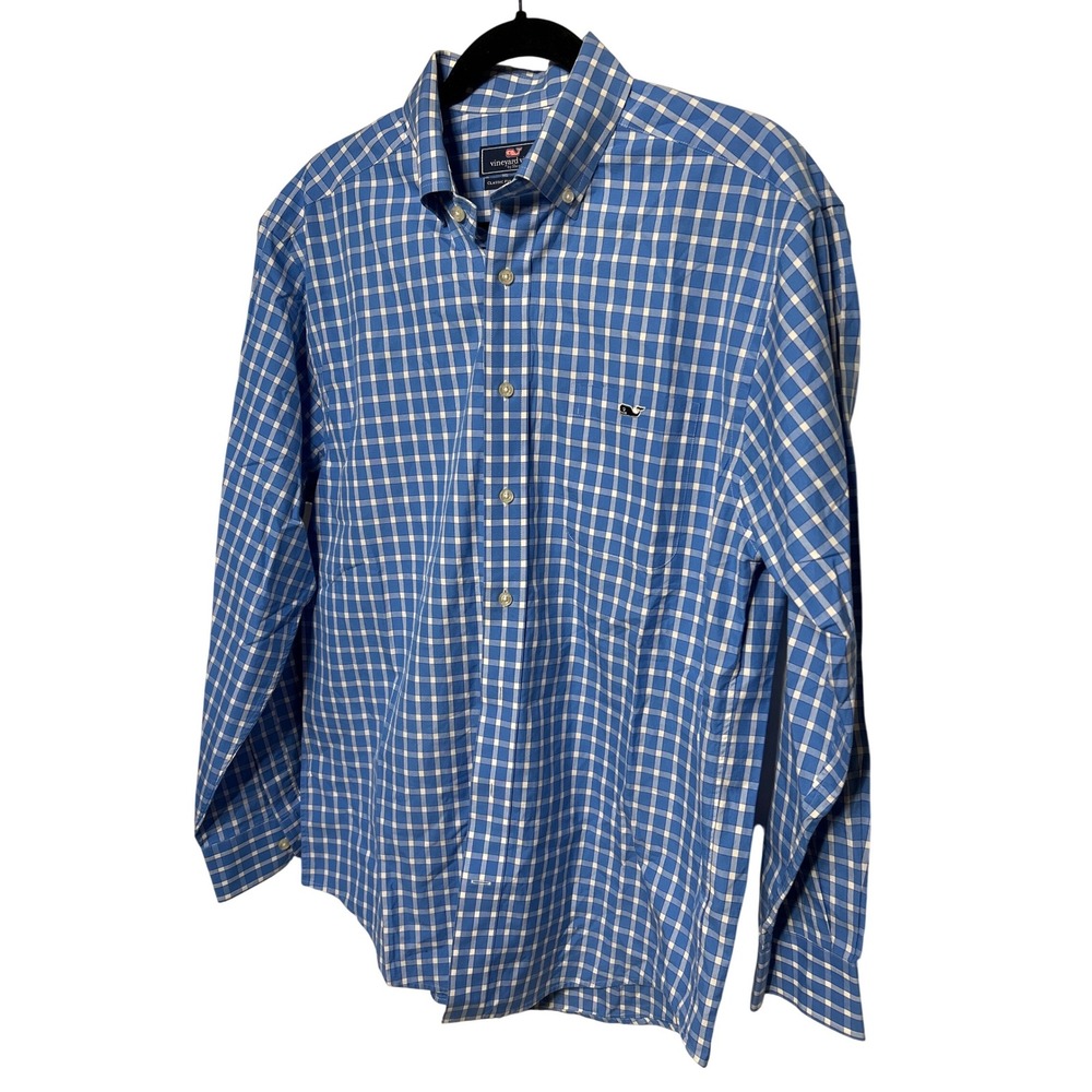 Vineyard Vines Mens Classic Fit Tucker‎ Shirt Blue White Plaid Button Down